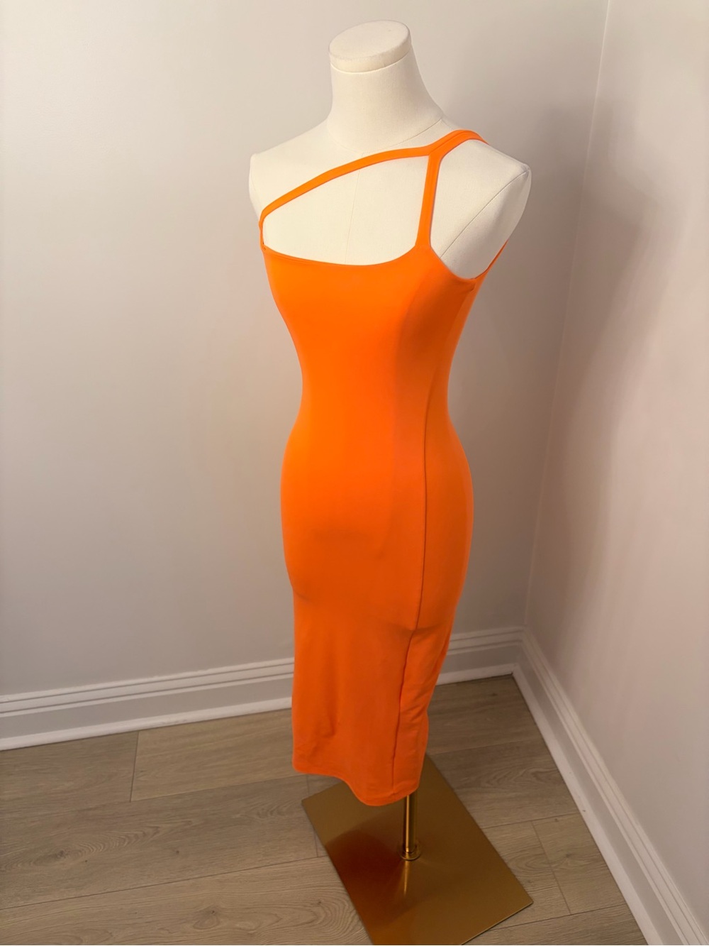 NWT BUMPSUIT The Bianca Dress In Neon Orange Size XS